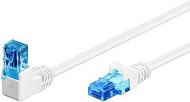 Goobay 51537 CAT 6A Patch Cable 90 Degree Male Network Ethernet PlayStation Xbox LAN Cable DSL U/UTP RJ45 Plug White 2 Metres