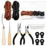 Keadic 13Pcs Softball and Baseball Glove Replacing Kit Contains 79 Inch Leather Laces, Lacing Needle, Drawstring Threader and Glove Locks, Scratch Awl, Mitts Glove Care Set for Baseball Lovers