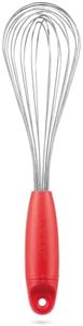 Dreamfarm Flisk | 3 in 1 Stainless Steel Whisk with Ergonomic Handle | Balloon Whisk, Sauce Whisk and Flat Whisk Combined Into One | Space Saving Whisk for Baking, Cooking, and Deglazing | Red
