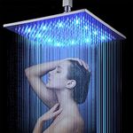 Saeuwtowy 12 Inch LED Rainfall Shower Head Wall Mounted or Ceiling Mounted Brushed Nickel Finish High Pressure