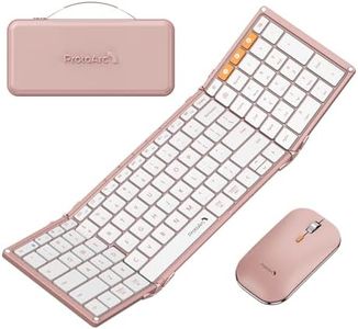 ProtoArc XKM01 Full-Size Foldable Keyboard Mouse Combo for Travel - Pink