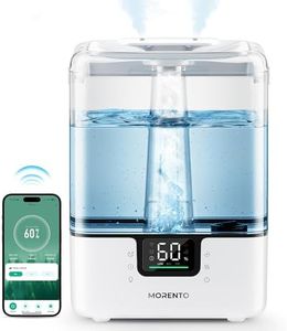 MORENTO Smart Humidifiers for Bedroom Large Room Home, 6L Cool Mist Top Fill Humidifier with Essential Oil Diffuser, Smart App & Voice Control, for Nursery & Plants, White, 1 Pack + 7 Color NightLight