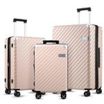 LUGGEX Carry On Luggage 22x14x9 Airline Approved - 100% Polycarbonate Expandable Hard Shell Suitcase with Spinner Wheels, Pink, 3-Piece Set (20/24/28), Luggex Carry on Luggage Set of 3 Pink