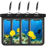 ProCase 4 Pack Waterproof Phone Pouch Dry Bag Underwater Case for iPhone 15 14 13 12 Pro Max 11 Pro Max 13 Mini Xs Max XR X 8 7, Galaxy S23 S22 S21 Ultra Note up to 7" -Black