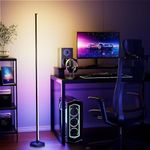 YIKBIK RGB Corner Floor Lamp, 65" Color Changing LED Floor Lamp Bluetooth APP Remote Control Music Sync Modern Standing Lamp 16 Million DIY Colors with Heavy Base for Living Room Bedroom GameRoom