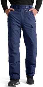 FREE SOLDIER Men's Waterproof Snow Insulated Pants Winter Skiing Snowboarding Pants with Zipper Pockets (XX-Large(46-48)/32L Navy Blue)