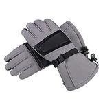 FREE SOLDIER Waterproof Winter Gloves Thermal Snow Ski Snowboard Cycling Snowmobile Warm Mittens Hand Warmer 3M Thinsulate Insulated Gloves with Bag (Grey, M-Men)