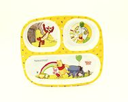 INAYA HOUSE Melamine Kids Plate | Rectangular 3 Section Multicolor Plate with Winnie The Pooh Prints | Food Serving Plate with Partition (Winnie The Pooh)