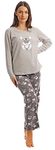 Indigo Sky Ladies Embroidered Koala Top Fleece Pyjama with Koaka Eye Mask (10-12) Koala Embroidered