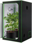 SereneLife Medium Hydroponic Grow Tent Garden-24'' x 24'' x 48'' Indoor Plant Growing System w/Durable Reflective 600D Mylar,Observation Window-Includes Removable Floor Tray,Pole Shelf