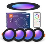 DUSKTEC LED Downlights Ceiling RGB Alexa Dimmable Black, Smart Spot Lights Bluetooth Colour Changing, APP Controlled Spotlights Warm and Cool White,10W 240V Slim Recessed Ceiling Lights 4 Inch, 4 Pack