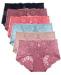 Barbra Lace Panties for Women Retro Lace Boyshort Underwear Small to Plus Size 6 Pack (Medium, Sara)