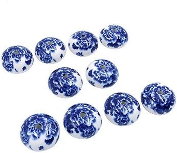 Namvo Lot de 10 boutons à vent européens modernes en céramique peinte à la main pour armoire, tiroir, porte, armoire, penderie, fleur bleue et blanche