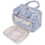 Full Size Toiletry Bag Large Wash Bag Makeup Bag Travel Organizer Cosmetic Bag for Women (Blue Leaf)