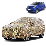 VOICO Waterproof Car Body Cover for Maruti Suzuki Celerio - Dust & UV Proof with Mirror Pocket and Soft Cotton Lining (Bottom Elastic & Triple Stitched) - Military Camouflage Design with Black Piping