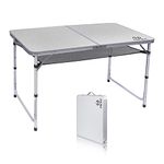 Nice C Camping Table Portable, Card Table, Folding Table, Pliante, Adjustable Height, Lightweight Aluminum, with Carry Handle for Outdoor, Beach, Indoor, Office (Large)