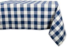 DII Buffalo Check Collection, Classic Farmhouse Tablecloth, Tablecloth, 52x52, Navy & Cream