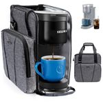 BAGSPRITE Coffee Maker Travel Bag Compatible with Keurig K-Express Coffee Maker, K-Iced Single Serve Coffee Brewer Carrying Case with Multiple Pockets for K-Cup Pods, Storage Bag With Shoulder Strap