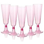 MATANA 150 Premium Pink Plastic Champagne Flutes with Glitters, 150ml - Reusable Toasting Glasses, Cocktail Prosecco Glasses for Weddings, Birthdays, Christmas, Bridal Showers, Themed Parties