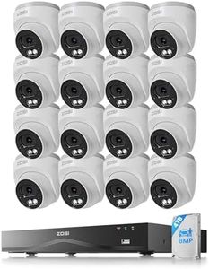 ZOSI 4K PoE Überwachungskamera Set Aussen, 16X 8MP IP Dome Kameras, 4TB HDD NVR erweiterbar auf 32CH, Personen-/Autoerkennung, 2-Wege Audio, 30M IR Nachtsicht, C220