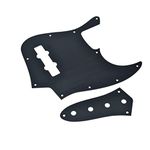 KAISH Aluminum Anodized 4 String Jazz J Bass Pickguard with Metal JB Control Plate and Screws for American/Mexican FD Jazz Bass Black