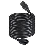 IEC Power Extension Cable Kettle Male to Female UPS Lead C13 - C14 Mains 16 AWG Computer Extension Cord (IEC320C13 to IEC320C14) 5M Kettle Lead/Power Cable, Black, 5 Metre