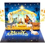 FEIMAITE Christmas Cards, Pop Up Religious Christmas Cards, Musical Merry Christmas Card, Christmas Gifts for Women Men Kids Husband Wife Mom Dad, Christmas Greeting Card with Envelopes