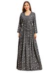 Madhuram Women's Chinon Gown for Women Ethnic with Digital Print and Mukesh Work Long Gown(M-2455 Black_Medium)