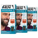 Just For Men Mustache & Beard, Beard Coloring for Gray Hair with Brush Included - Color: Dark Brown, M-45 (Pack of 3)