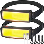 LED Headlamp Head Light, DBSOOSC Head Lamps USB Rechargeable COB Super Bright Lightweight Waterproof Torches - Work Light for Helmet - Car maintenance and construction - Cycling Fishing Outdoor 2 Pack