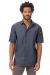 Chef Works Men's Detroit Short Sleeve Denim Shirt, Indigo Blue, 2X-Large