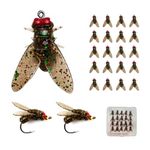 ZEKOTEN 20 PCS Fly Fishing Bait，New Trout Bass Fishing Lures，Ideal Fly Fishing Accessories for Anglers (Brown, 15mm)