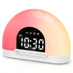 Sunrise Alarm Clock, Dimmable Digital Clock for Kids, Small Bedside Sunlight Lamp Colourful Night Light Clock, 7 Alarm Sounds, Dual Alarms, Natural Wake Up Light for Boys Girls Teens Heavy Sleepers