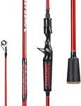 One Bass Fishing Rods,IM7 Graphite Spinning Rod & Casting Rod, 2 Pc Strong Quality Baitcasting Rod with Super Polymer Handle- 6' Casting -Red