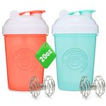 GOMOYO [2 Pack] 20-Ounce Shaker Bottle (Coral, Mint) | Protein Shaker Cup 2-Pack with Agitators | Protein Shaker Bottle Set is BPA Free and Dishwasher Safe