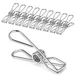 Skroad Clothes Pegs, 32 Pack Rustproof Stainless Steel Clothes Laundry Pegs for Washing Line, Strong Grip Washing Line Pegs, Clothes Pegs Clips for Snack Bags, Towels, Picture, Paper, Kitchen, Office