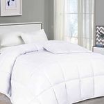 Superior Solid White Down Alternative Comforter, Duvet Insert, Medium Weight for All Season, Fluffy, Warm, Soft & Hypoallergenic - Full/Queen Bed