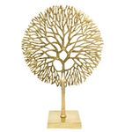 Carousel Home and Gifts Gold Coral Sculpture Decorative Ornament on Metal Stand Tree Of Life Jewellery Stand - Golden Metal Coral Ornament On Aluminium Base