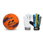 Nivia Rubber Street Football & Carbonite Web 896 Latex Goalkeeper Gloves Combo (Multicolour, Size 5)