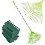 Altdorff Leaf Rake Set Steel, Adjustable Garden Rakes for Leaves, Lawns and Yards, Lightweight Leaf Scoop-Gardening Grabbers for Leaf Lawn Grass Removal