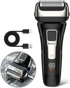 Gertzy Electric Shaver for Men Face, Men's Razor, Cordless Beard Foil Shavers with Pop Up Trimmer, Wet Dry Waterproof Rechargeable Type-C Charging, LED Display (Black)