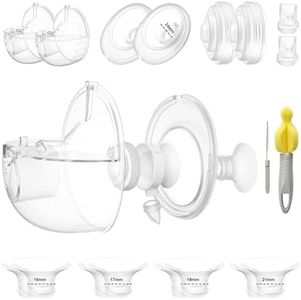 16-Pack 2 Complete Sets Breast Pump Replacement Parts,Compatible with Momcozy M5 24mm Flange + 15/17/19/21mm Inserts, Duckbill Valves, Diaphragms, Milk Cups, Cleaning Brushes, BPA Free