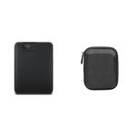 WD 2 TB Elements Portable External Hard Drive - USB 3.0, Black & Amazon Basics Hard Black Carrying Case for My Passport Essential