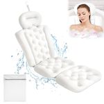 Luxury Full Body Bath Pillow for Bathtub, Bath Pillows for Tub with Mesh Laundry Bag & Non-Slip Suction Cups, Cushion for Bathtub Headrest Neck Back Support - 3D Air Mesh & Quick Drying | Snow White