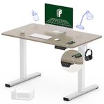 FLEXISPOT Standing Desk Quick Assembly Electric Stand Up Desk Whole-Piece Desktop Ergonomic Memory Controller Height Adjustable Desk(White Frame + 40" Grey Wood Grain Desktop)