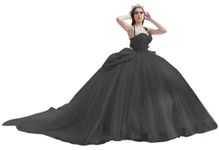 LuxeEspy Black Quinceanera Dresses Luxury Ball Gown with Butterfly Puffy Sweet 18 Dresses 18 Dresses for Quinceanera with Big Bow Size 4