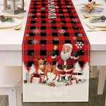 Apatsp Santa Table Runner 13" x 72" Long Christmas Table Runner Buffalo Plaid Xmas Runner for Dining Table Decoration