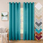 MIULEE Teal Curtains 84 Inches Length 2 Panels Set, Semi Sheer Drapes for Bedroom Living Room Light Filtering Privacy Curtains Grommet Window Voile Modern Home Decor W 52 x L 84 inch