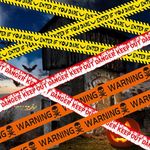 Halloween Fright Tape, 3 Rolls Halloween Warning Tape, Yellow Barrier Tape Hazard Tape Keep Out Tape Enter If You Dare Prop Decoration for Haunted Houses Outdoor Bat Zombie Party