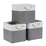 Mangata Cube Storage Boxes 28x28x28cm, Fabric Storage Basket for Cupboards, Shelves, Closet, Grey White(11 x 11 inch, 3 Pack)